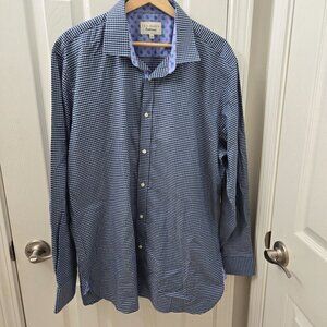 Ted Baker Endurance‎  Button up Shirt Mens 17 34/35 Blue Black Gingham Check